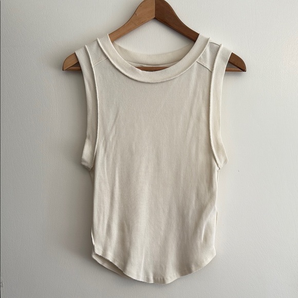 We The Free Cream Ribbed Sleeveless Muscle Tee - Picture 1 of 5